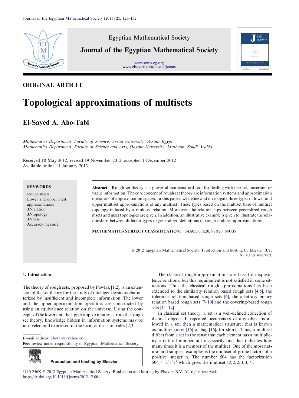 Topological Approximations Of Multisets Topic Of Research Paper In Computer And Information Sciences Download Scholarly Article Pdf And Read For Free On Cyberleninka Open Science Hub