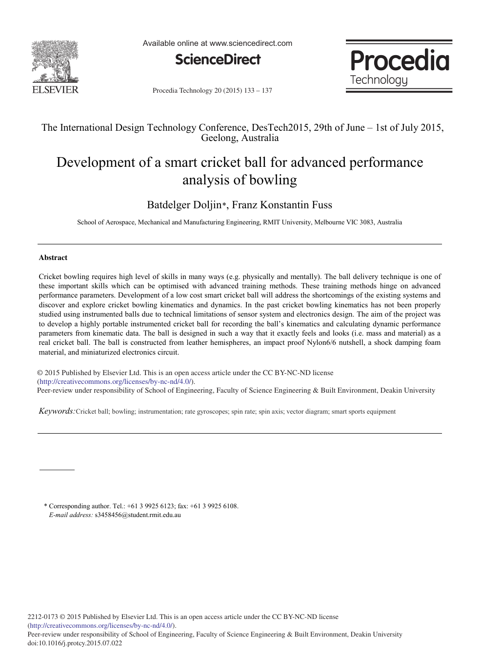 Development of a Smart Cricket Ball for Advanced Performance Analysis of Bowling