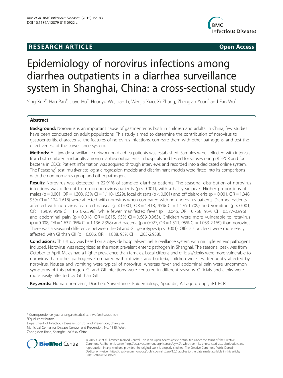Epidemiology Of Norovirus Infections Among Diarrhea - 