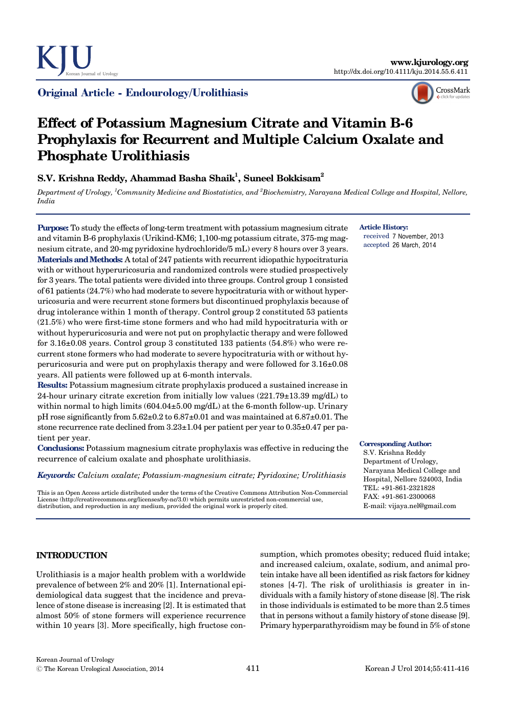 Effect Of Potassium Magnesium Citrate And Vitamin B 6 Prophylaxis For Recurrent And Multiple Calcium Oxalate And Phosphate Urolithiasis Topic Of Research Paper In Clinical Medicine Download Scholarly Article Pdf And Read