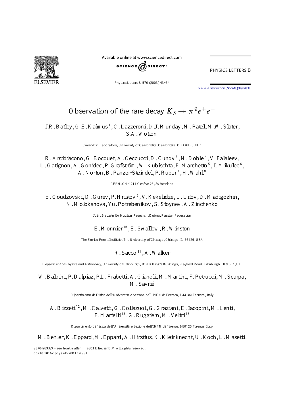 Observation Of The Rare Decay Ks P0e E Topic Of Research Paper In Physical Sciences Download Scholarly Article Pdf And Read For Free On Cyberleninka Open Science Hub