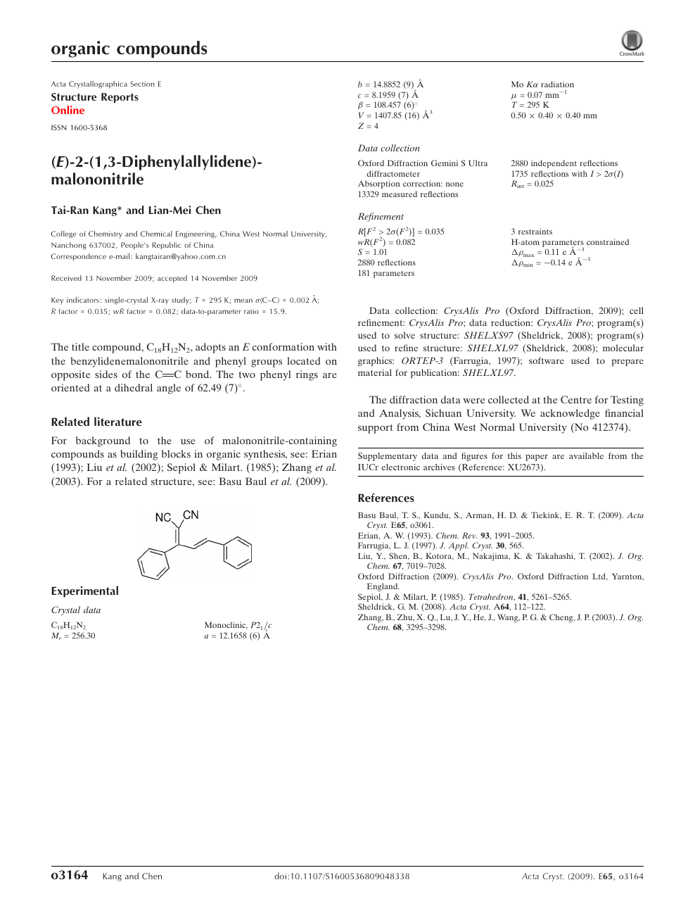 E 2 1 3 Diphenylallylidene Malononitrile Topic Of Research Paper In Chemical Sciences Download Scholarly Article Pdf And Read For Free On Cyberleninka Open Science Hub