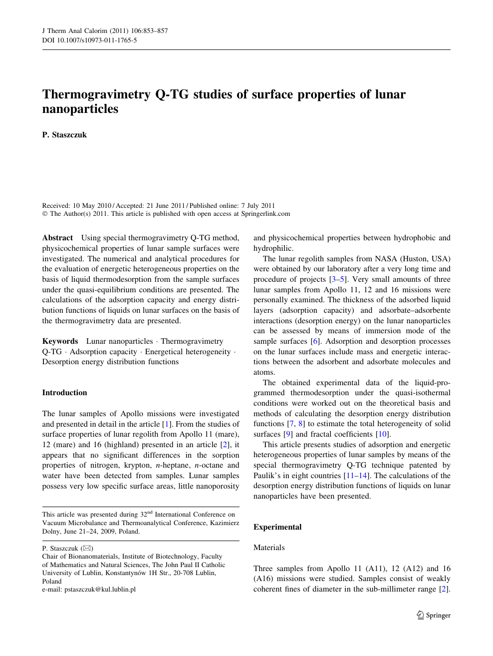 Thermogravimetry Q Tg Studies Of Surface Properties Of Lunar Nanoparticles Topic Of Research Paper In Nano Technology Download Scholarly Article Pdf And Read For Free On Cyberleninka Open Science Hub