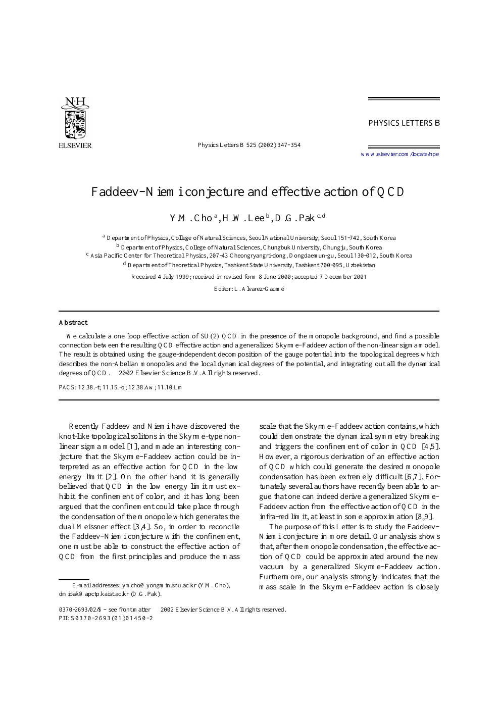 Faddeev Niemi Conjecture And Effective Action Of Qcd Topic Of Research Paper In Physical Sciences Download Scholarly Article Pdf And Read For Free On Cyberleninka Open Science Hub
