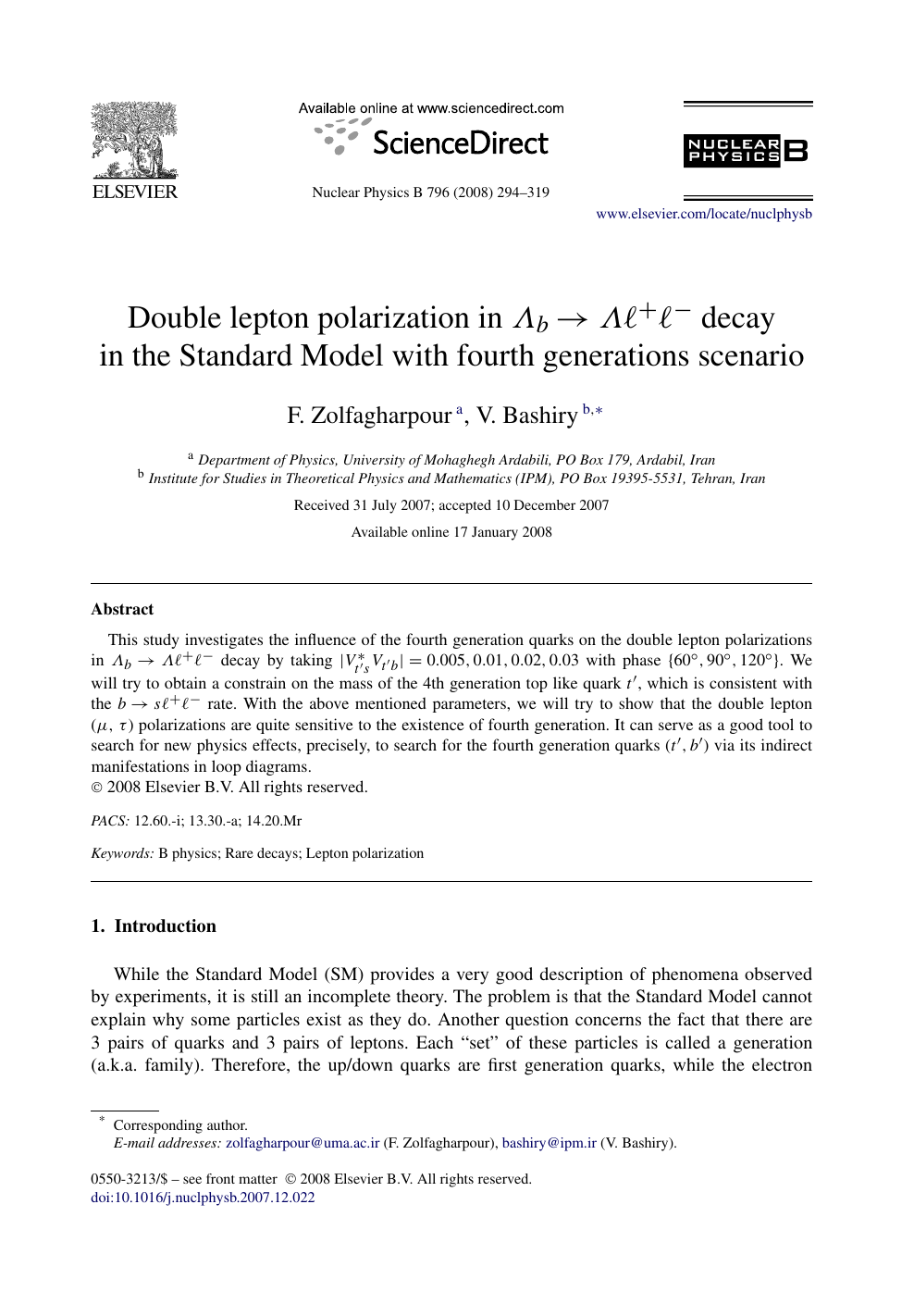 Double Lepton Polarization In Decay In The Standard Model With Fourth Generations Scenario Topic Of Research Paper In Physical Sciences Download Scholarly Article Pdf And Read For Free On Cyberleninka Open