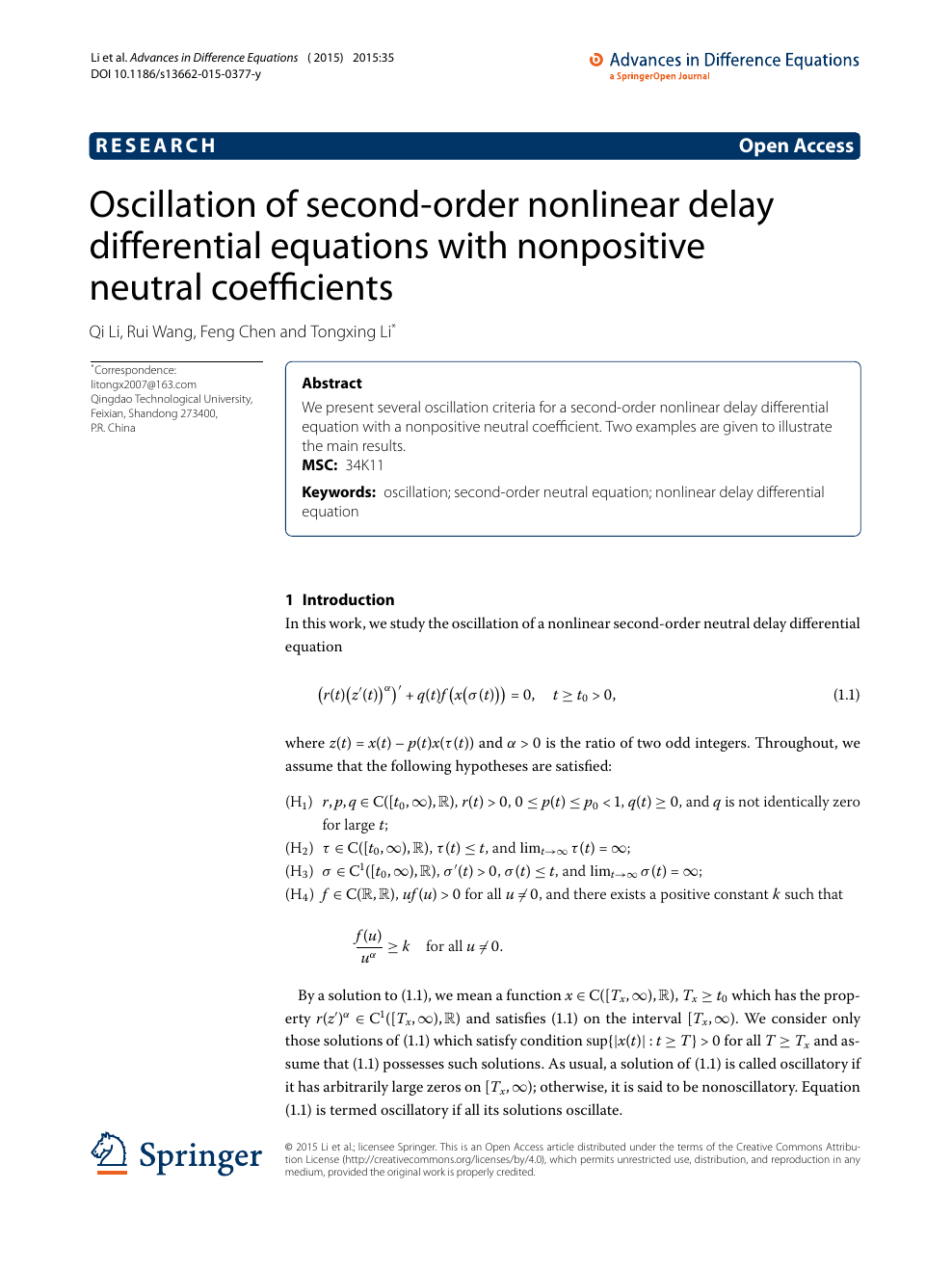 Oscillation Of Second Order Nonlinear Delay Differential Equations With Nonpositive Neutral Coefficients Topic Of Research Paper In Mathematics Download Scholarly Article Pdf And Read For Free On Cyberleninka Open Science Hub