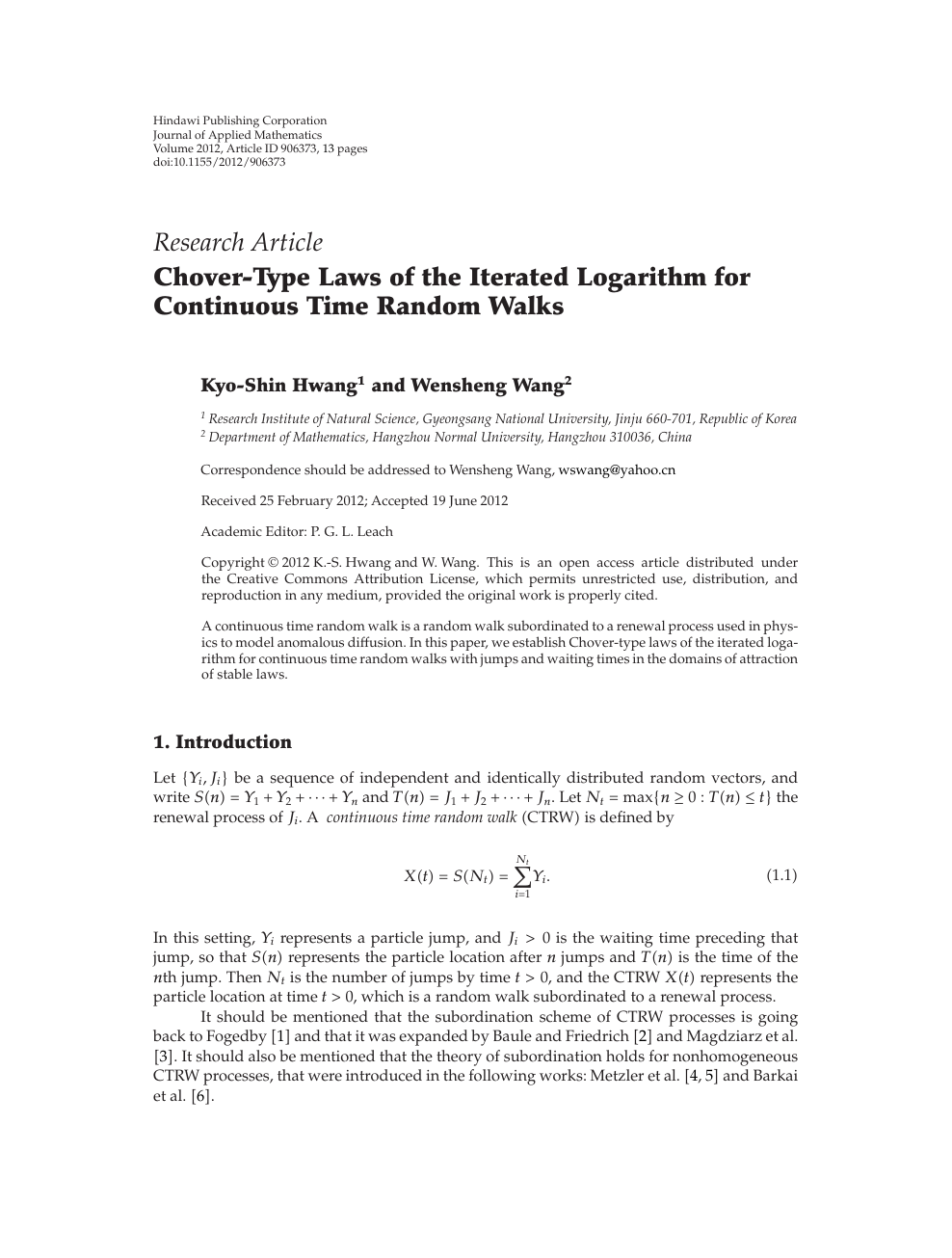 Chover Type Laws Of The Iterated Logarithm For Continuous Time Random Walks Topic Of Research Paper In Mathematics Download Scholarly Article Pdf And Read For Free On Cyberleninka Open Science Hub