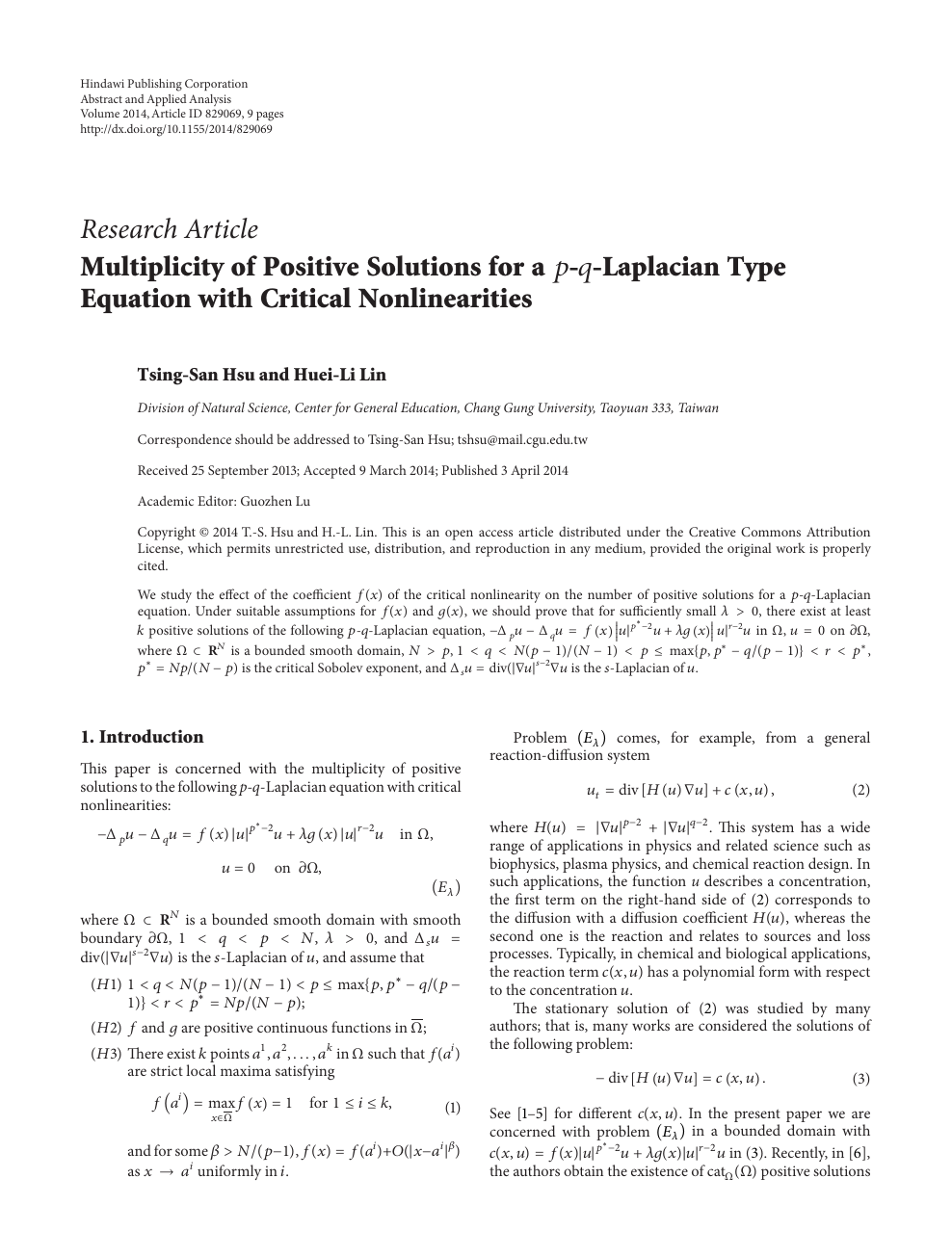 Multiplicity Of Positive Solutions For A Laplacian Type Equation With Critical Nonlinearities Topic Of Research Paper In Mathematics Download Scholarly Article Pdf And Read For Free On Cyberleninka Open Science Hub