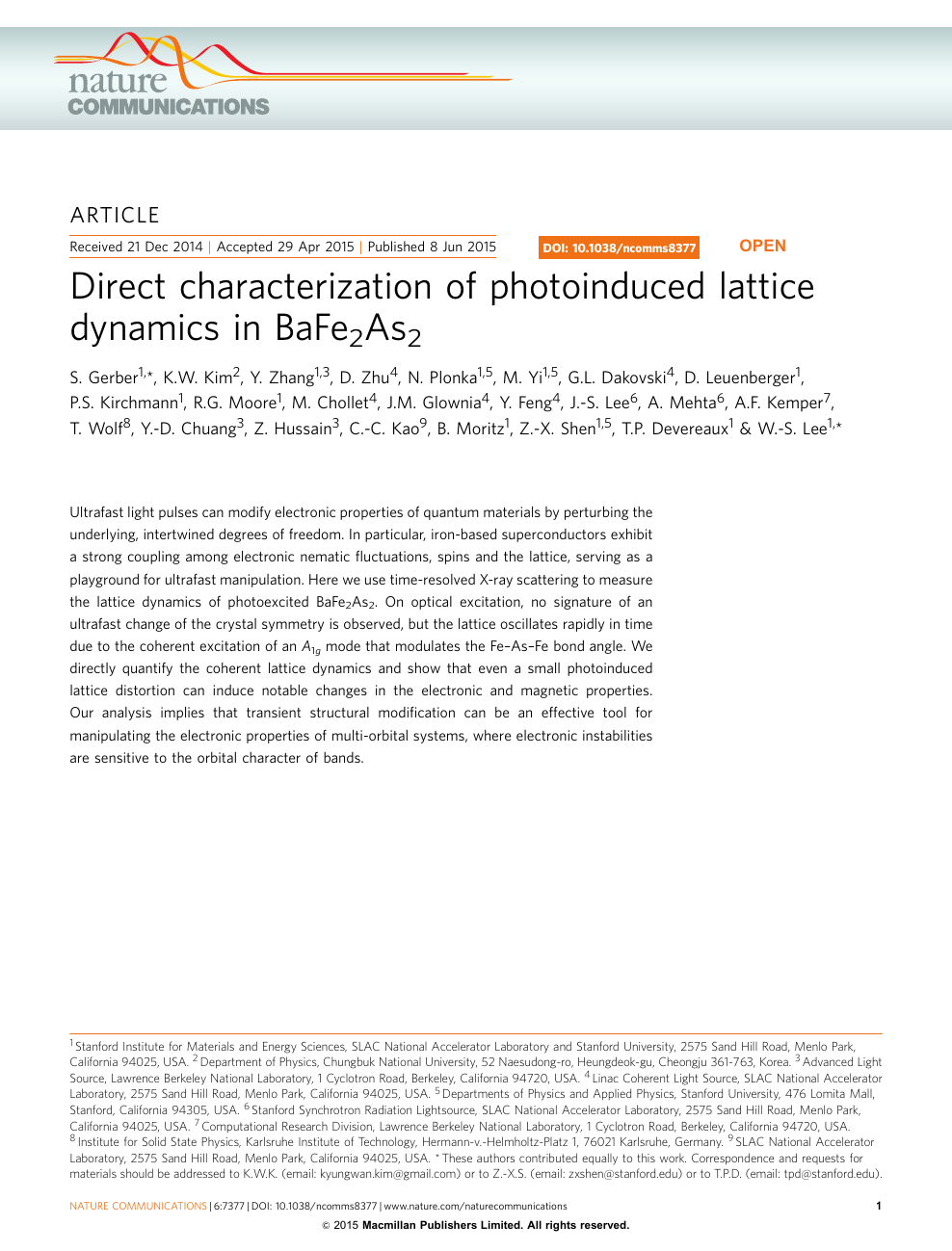 Direct Characterization Of Photoinduced Lattice Dynamics In Bafe2as2 Topic Of Research Paper In Nano Technology Download Scholarly Article Pdf And Read For Free On Cyberleninka Open Science Hub
