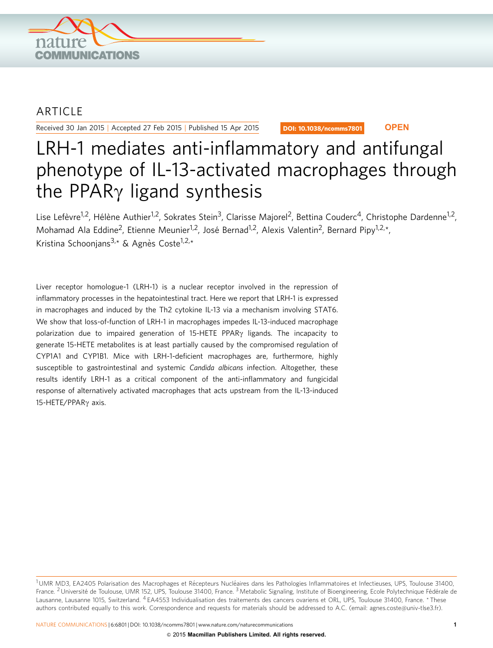 Lrh 1 Mediates Anti Inflammatory And Antifungal Phenotype Of Il 13 Activated Macrophages Through The Pparg Ligand Synthesis Topic Of Research Paper In Biological Sciences Download Scholarly Article Pdf And Read For Free On Cyberleninka