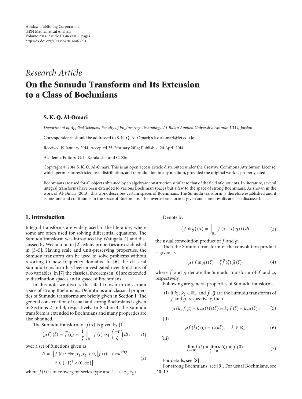 On The Sumudu Transform And Its Extension To A Class Of Boehmians Topic Of Research Paper In Mathematics Download Scholarly Article Pdf And Read For Free On Cyberleninka Open Science Hub