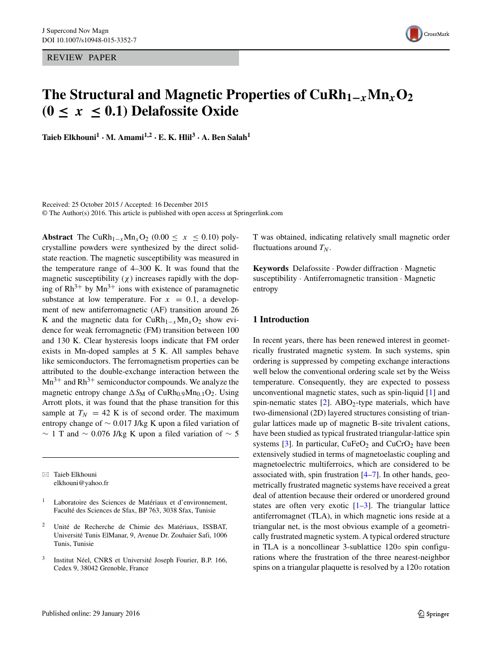 The Structural And Magnetic Properties Of Curh1 X Mn X O2 0 X 0 1 Delafossite Oxide Topic Of Research Paper In Nano Technology Download Scholarly Article Pdf And Read For Free