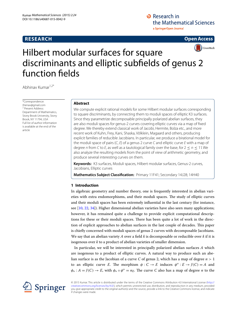 Hilbert Modular Surfaces For Square Discriminants And Elliptic