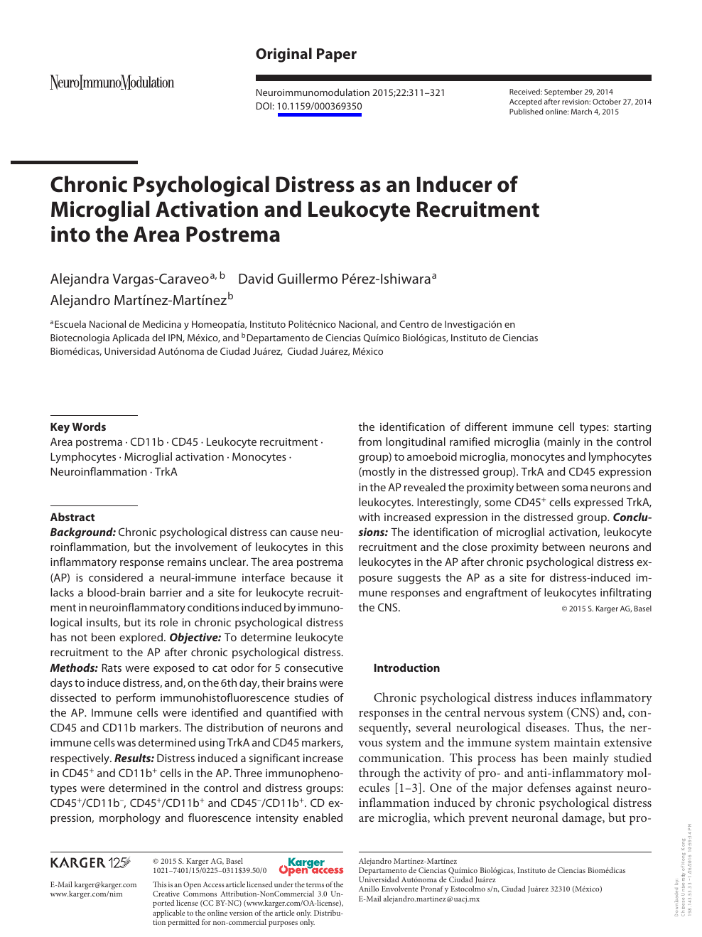 Chronic Psychological Distress As An Inducer Of Microglial Activation And Leukocyte Recruitment Into The Area Postrema Topic Of Research Paper In Biological Sciences Download Scholarly Article Pdf And Read For Free