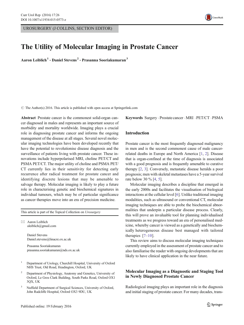 The Utility Of Molecular Imaging In Prostate Cancer Topic - 