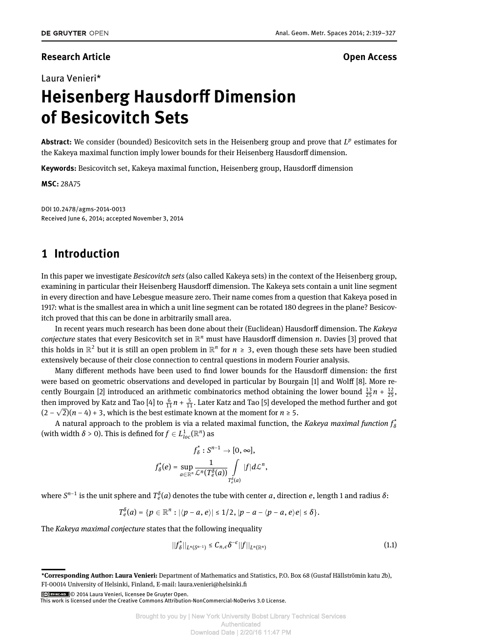 Heisenberg Hausdorff Dimension Of Besicovitch Sets Topic Of Research Paper In Mathematics Download Scholarly Article Pdf And Read For Free On Cyberleninka Open Science Hub