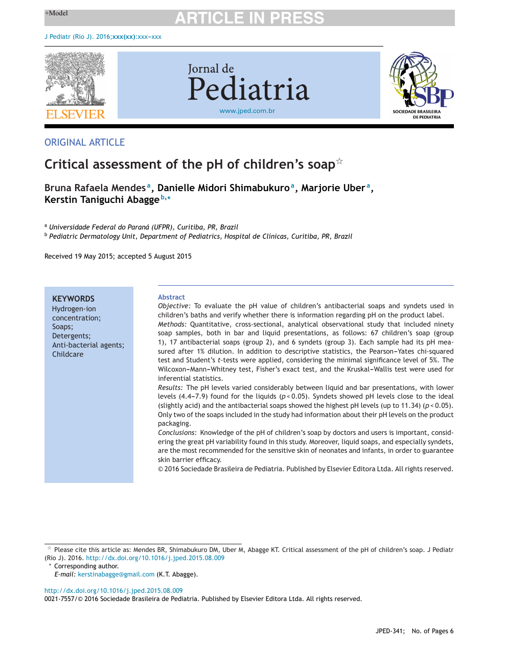Critical assessment of the pH of childrenu0027s soap u2013 topic of 