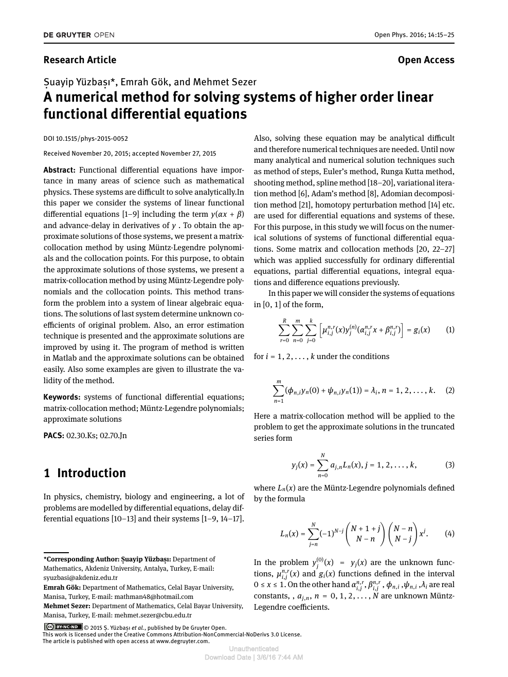 A Numerical Method For Solving Systems Of Higher Order Linear Functional Differential Equations Topic Of Research Paper In Mathematics Download Scholarly Article Pdf And Read For Free On Cyberleninka Open Science