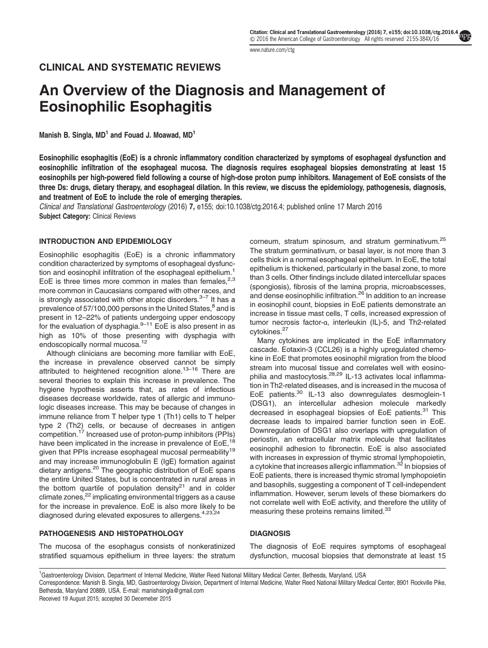 eosinophilic esophagitis pathogenesis
