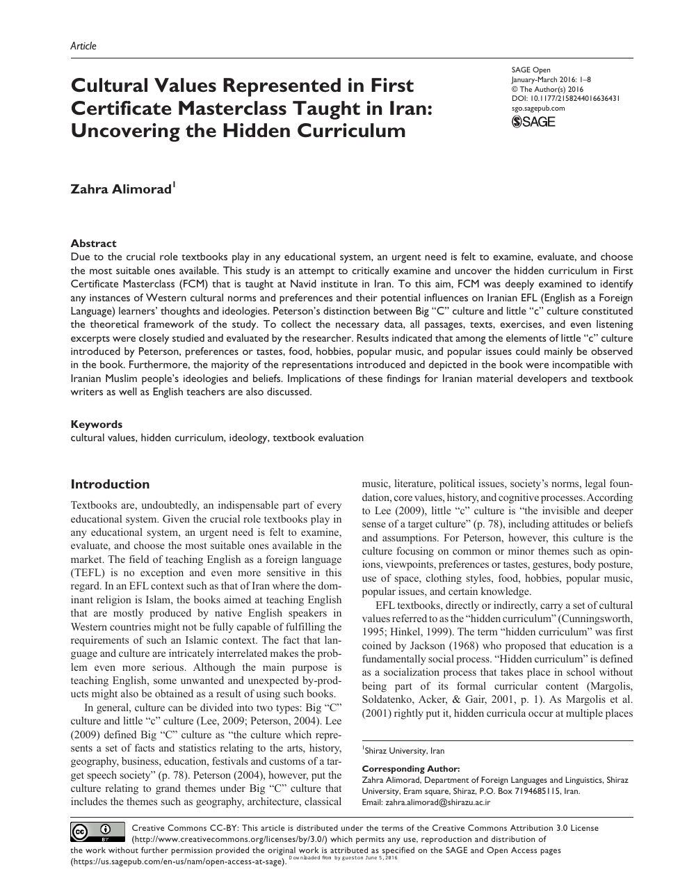 Cultural Values Represented In First Certificate Masterclass Taught In Iran Uncovering The Hidden Curriculum Topic Of Research Paper In Languages And Literature Download Scholarly Article Pdf And Read For Free On