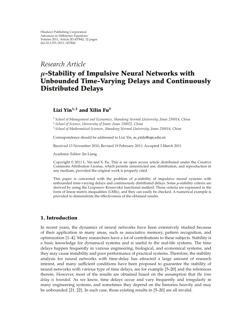 M Stability Of Impulsive Neural Networks With Unbounded Time Varying Delays And Continuously Distributed Delays Topic Of Research Paper In Mathematics Download Scholarly Article Pdf And Read For Free On Cyberleninka Open Science