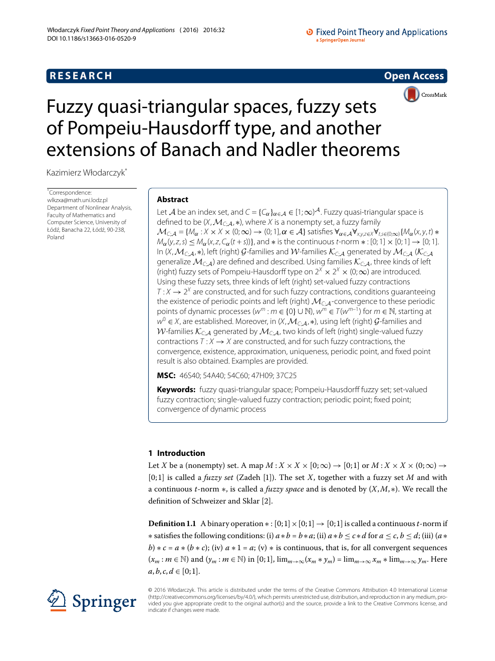 Fuzzy Quasi Triangular Spaces Fuzzy Sets Of Pompeiu Hausdorff Type And Another Extensions Of Banach And Nadler Theorems Topic Of Research Paper In Mathematics Download Scholarly Article Pdf And Read For Free On