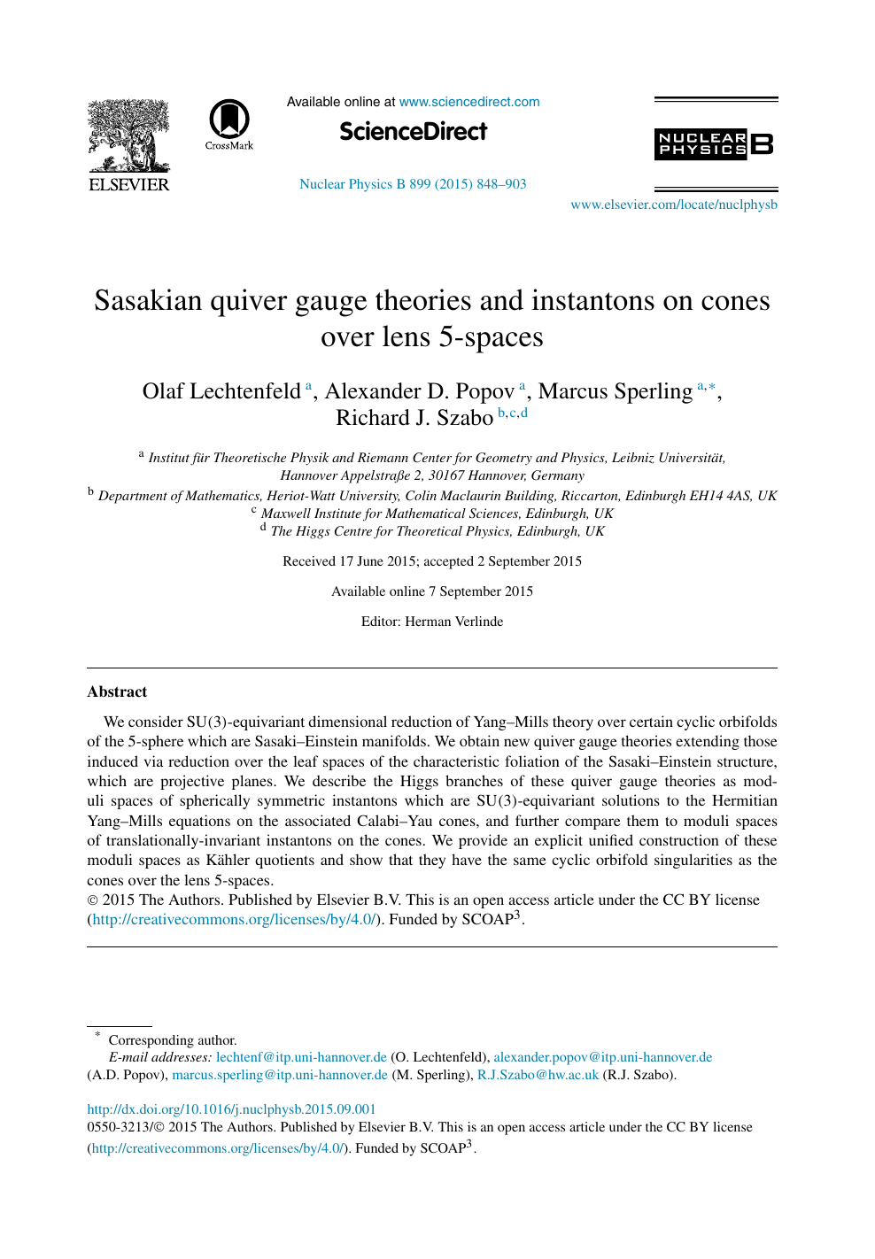 Sasakian Quiver Gauge Theories And Instantons On Cones Over Lens 5 Spaces Topic Of Research Paper In Physical Sciences Download Scholarly Article Pdf And Read For Free On Cyberleninka Open Science Hub