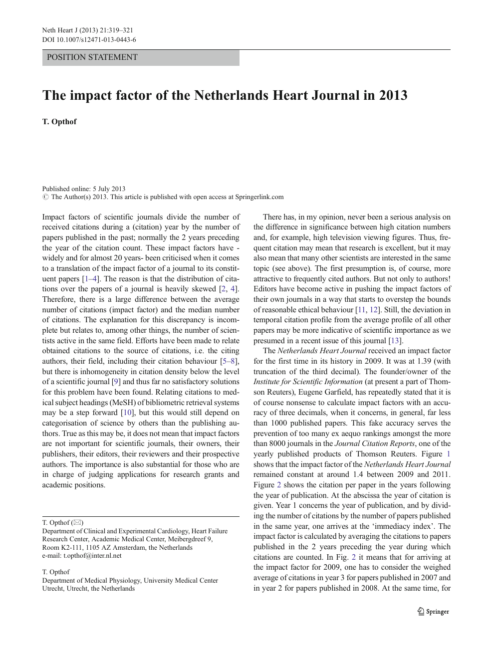 The impact factor of the Netherlands Heart Journal in 20 – topic ...
