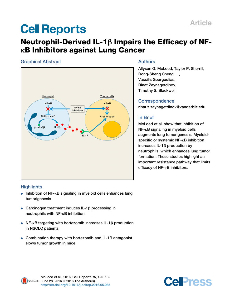 Neutrophil Derived Il 1b Impairs The Efficacy Of Nf Kb Inhibitors Against Lung Cancer Topic Of Research Paper In Biological Sciences Download Scholarly Article Pdf And Read For Free On Cyberleninka Open Science Hub