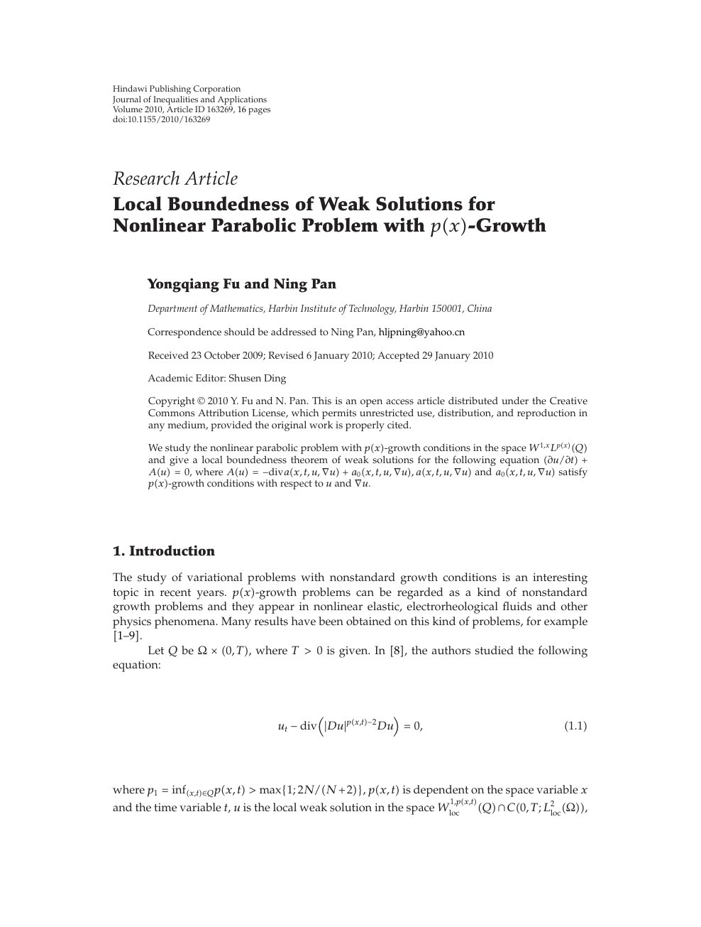 Local Boundedness Of Weak Solutions For Nonlinear Parabolic Problem With P X Growth Topic Of Research Paper In Mathematics Download Scholarly Article Pdf And Read For Free On Cyberleninka Open Science Hub
