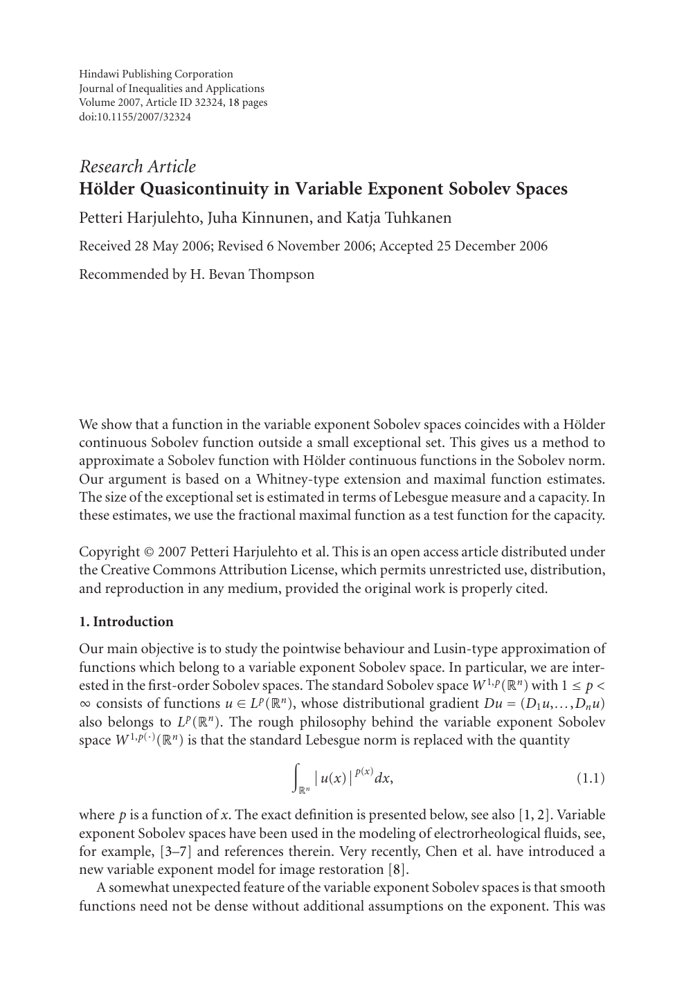 Holder Quasicontinuity In Variable Exponent Sobolev Spaces Topic Of Research Paper In Mathematics Download Scholarly Article Pdf And Read For Free On Cyberleninka Open Science Hub