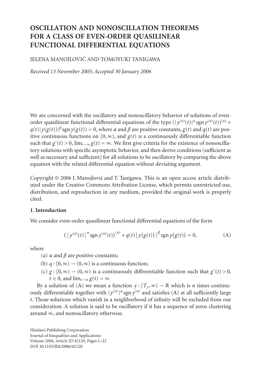 Oscillation And Nonoscillation Theorems For A Class Of Even Order Quasilinear Functional Differential Equations Topic Of Research Paper In Mathematics Download Scholarly Article Pdf And Read For Free On Cyberleninka Open Science