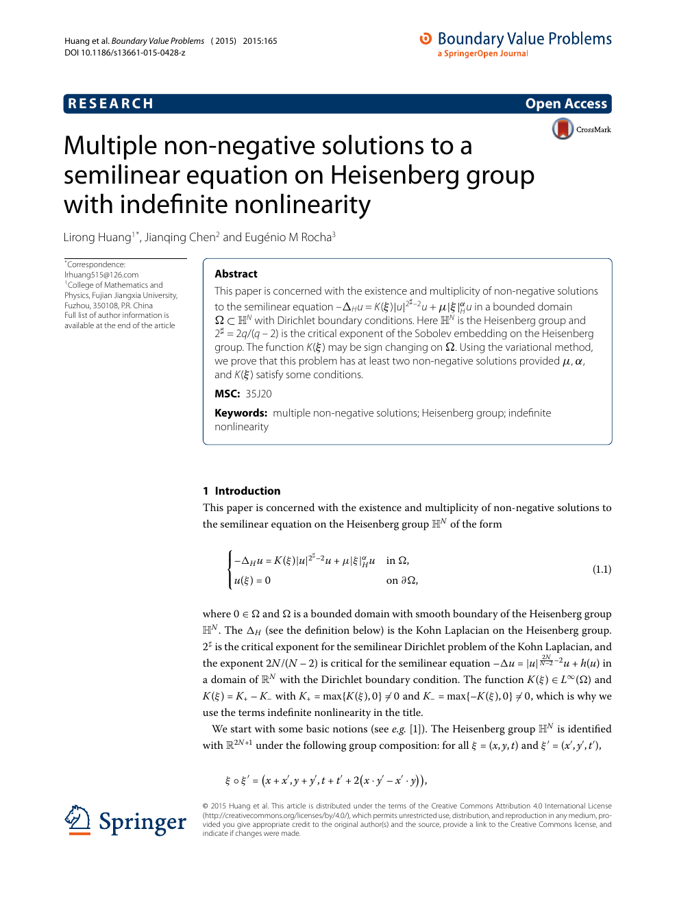 Multiple Non Negative Solutions To A Semilinear Equation On Heisenberg Group With Indefinite Nonlinearity Topic Of Research Paper In Mathematics Download Scholarly Article Pdf And Read For Free On Cyberleninka Open Science