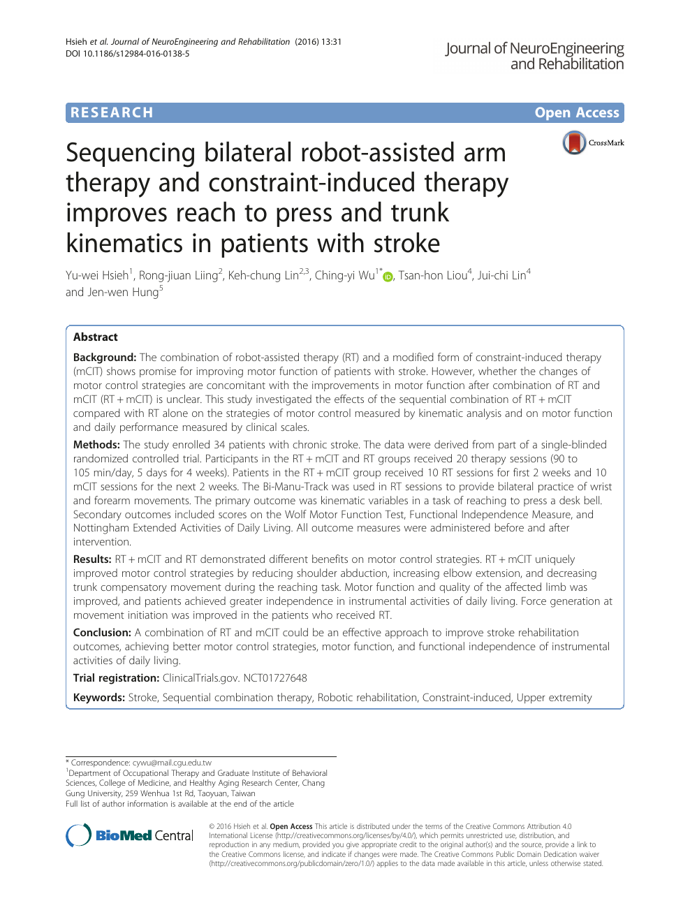 Sequencing Bilateral Robot Assisted Arm Therapy And Constraint
