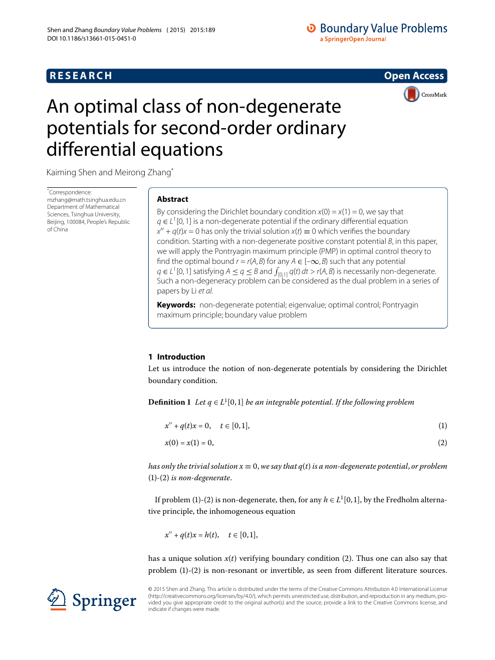 An Optimal Class Of Non Degenerate Potentials For Second Order Ordinary Differential Equations Topic Of Research Paper In Mathematics Download Scholarly Article Pdf And Read For Free On Cyberleninka Open Science Hub
