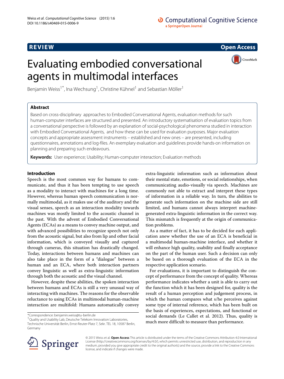 Evaluating Embodied Conversational Agents In Multimodal - 