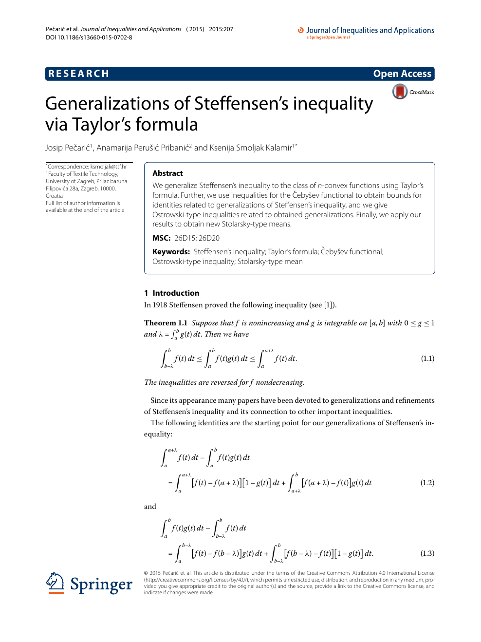 Generalizations Of Steffensen S Inequality Via Taylor S Formula Topic Of Research Paper In Mathematics Download Scholarly Article Pdf And Read For Free On Cyberleninka Open Science Hub