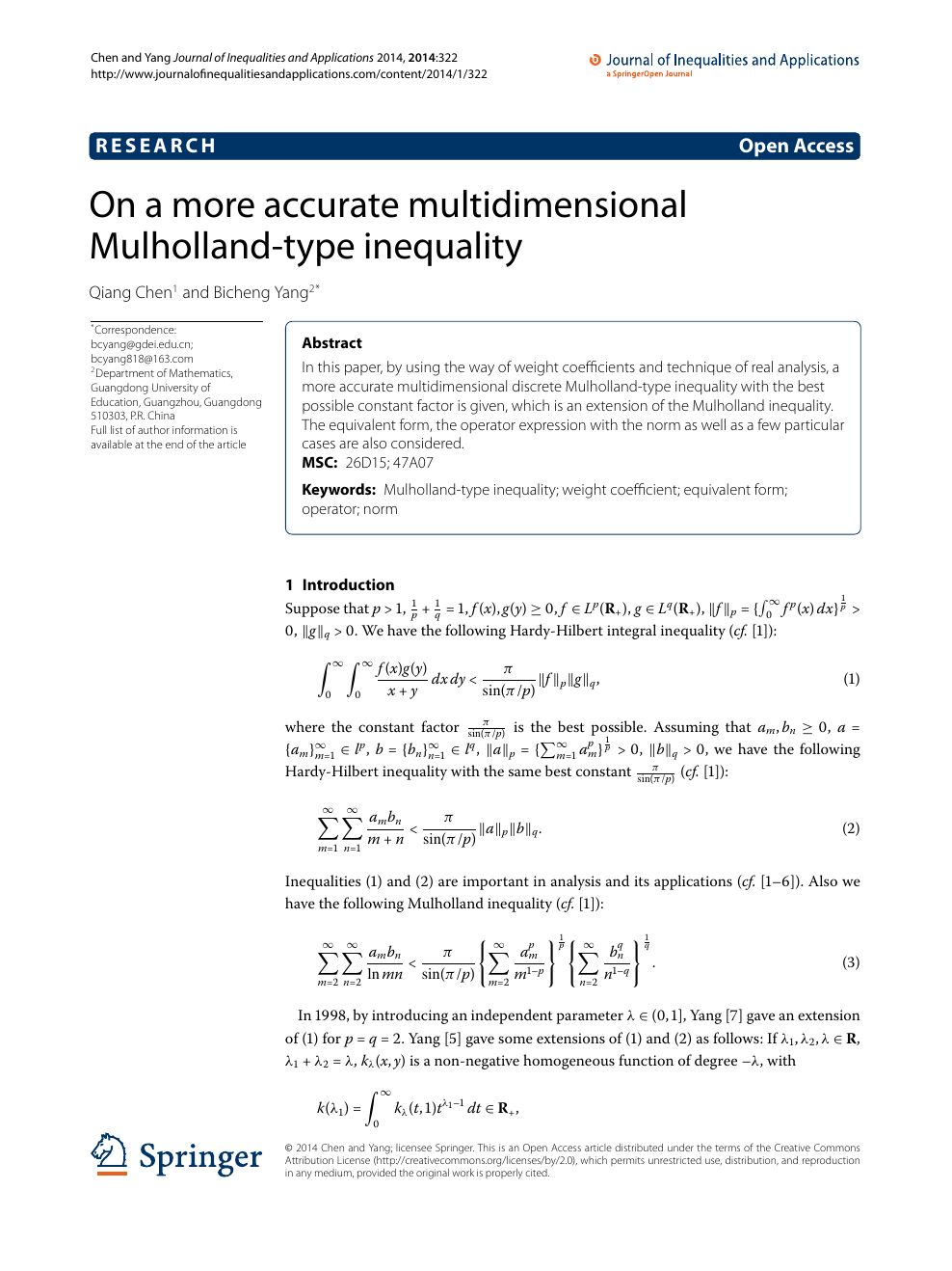 On A More Accurate Multidimensional Mulholland Type Inequality Topic Of Research Paper In Mathematics Download Scholarly Article Pdf And Read For Free On Cyberleninka Open Science Hub