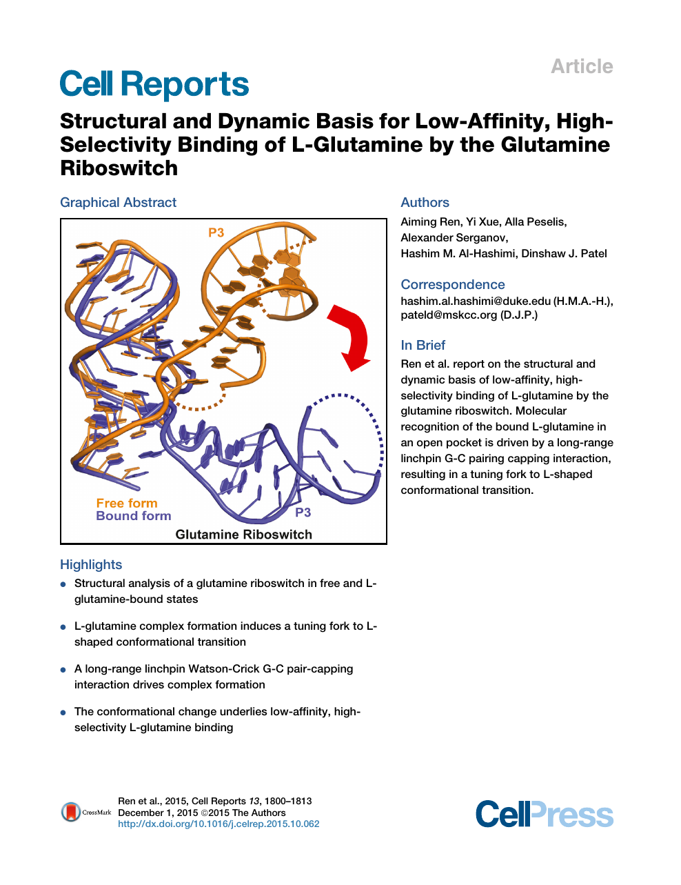 Structural And Dynamic Basis For Low Affinity High Selectivity Binding Of L Glutamine By The Glutamine Riboswitch Topic Of Research Paper In Biological Sciences Download Scholarly Article Pdf And Read For Free On Cyberleninka