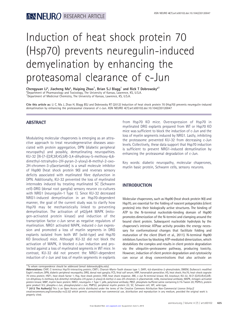 Induction Of Heat Shock Protein 70 Hsp70 Prevents Neuregulin Induced Demyelination By Enhancing The Proteasomal Clearance Of C Jun Topic Of Research Paper In Biological Sciences Download Scholarly Article Pdf And Read For