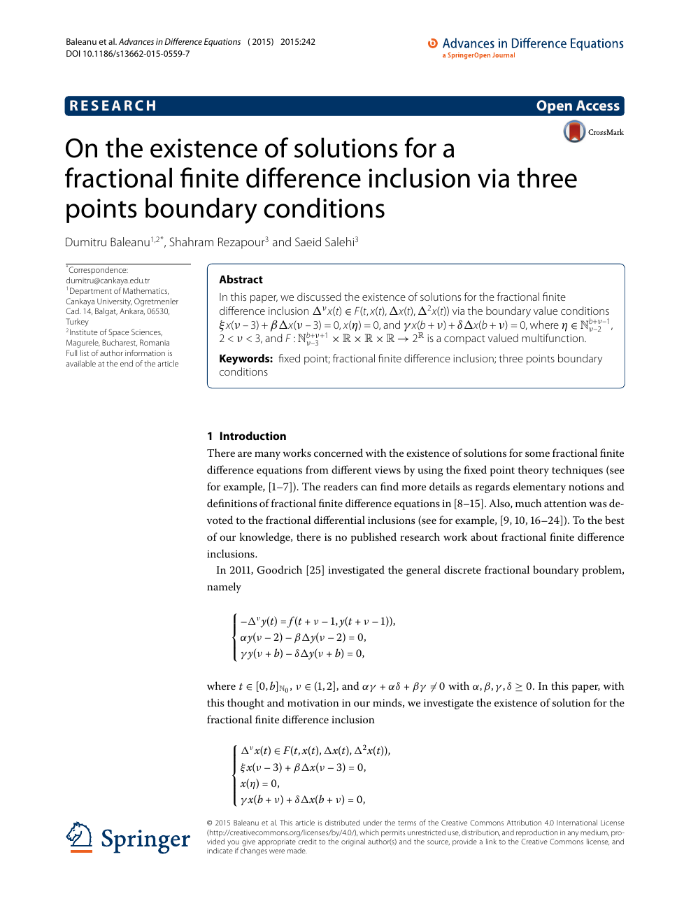 On The Existence Of Solutions For A Fractional Finite Difference Inclusion Via Three Points Boundary Conditions Topic Of Research Paper In Mathematics Download Scholarly Article Pdf And Read For Free On