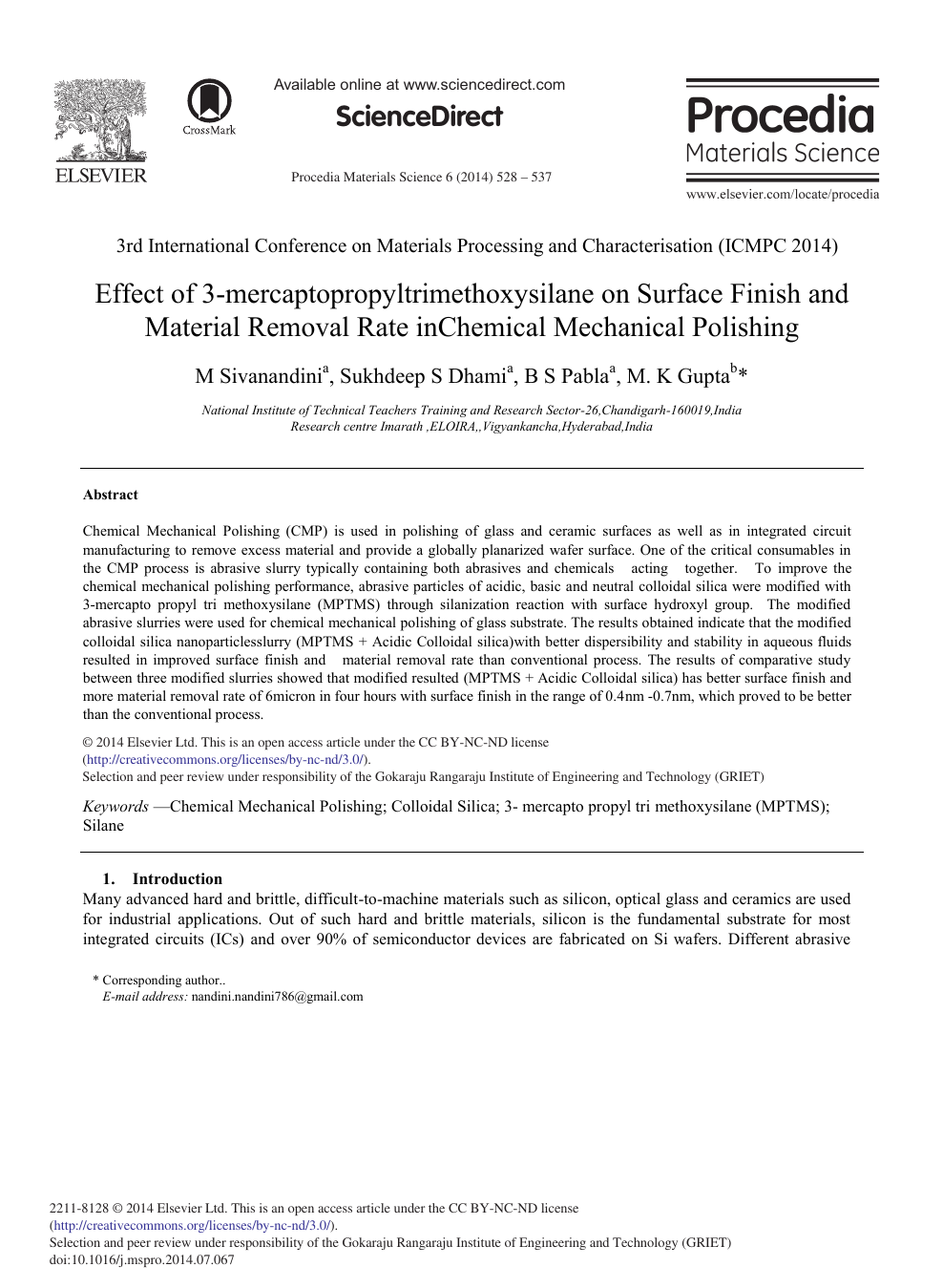 Micro-scale contact behavior and its effect on the material removal process  during chemical mechanical polishing - ScienceDirect