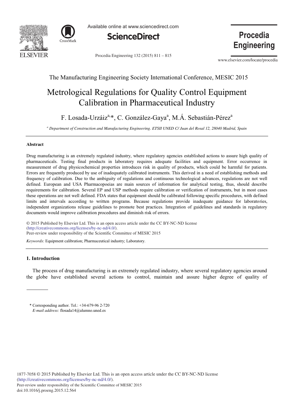 Metrological Regulations For Quality Control Equipment Calibration In Pharmaceutical Industry Topic Of Research Paper In Materials Engineering Download Scholarly Article Pdf And Read For Free On Cyberleninka Open Science Hub