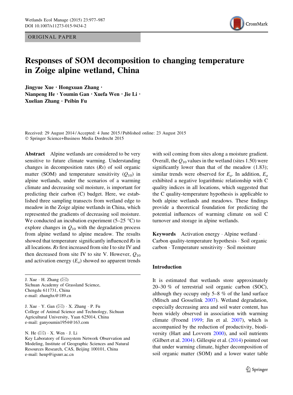Responses Of Som Decomposition To Changing Temperature In Zoige Alpine Wetland China Topic Of Research Paper In Biological Sciences Download Scholarly Article Pdf And Read For Free On Cyberleninka Open Science