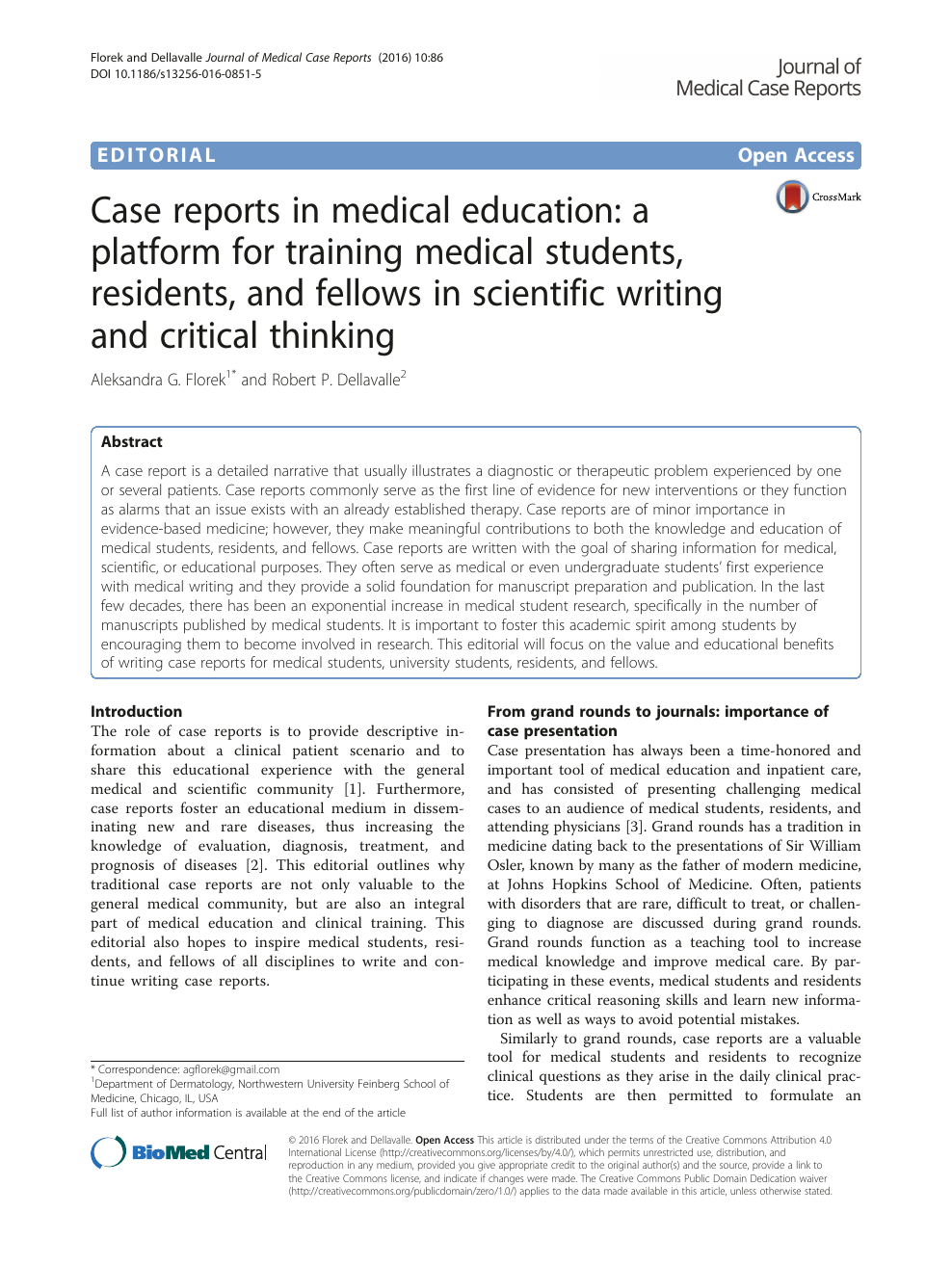 Case reports in medical education: a platform for training medical