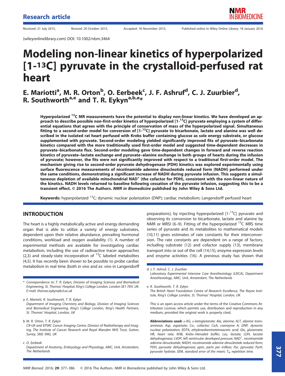 Modeling Non Linear Kinetics Of Hyperpolarized 1 13c Pyruvate In The Crystalloid Perfused Rat Heart Topic Of Research Paper In Nano Technology Download Scholarly Article Pdf And Read For Free On Cyberleninka Open Science Hub