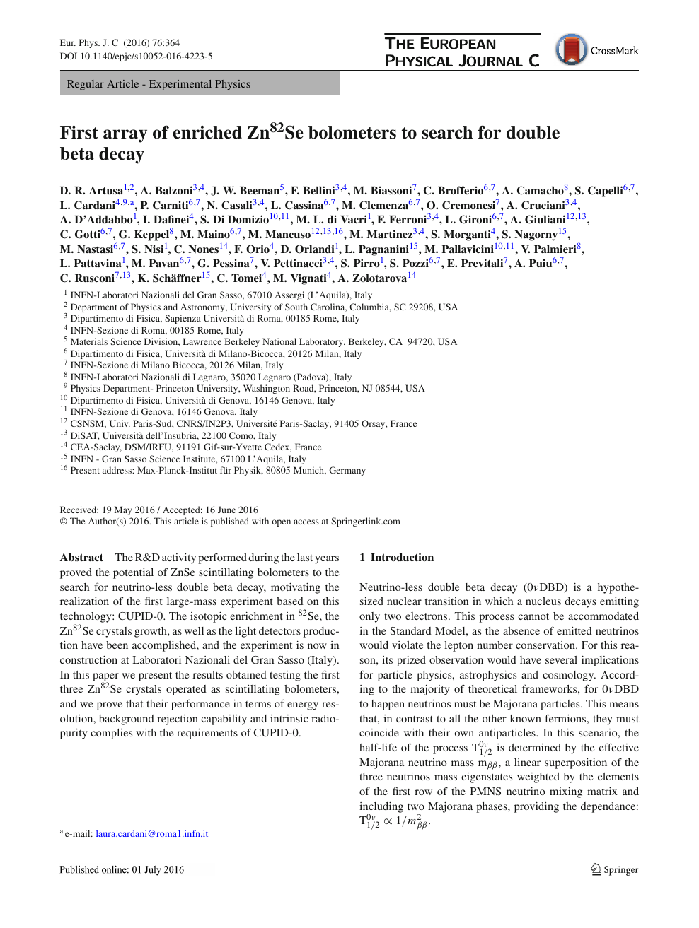 First Array Of Enriched Zn Se Bolometers To Search For Double Beta Decay Topic Of Research Paper In Physical Sciences Download Scholarly Article Pdf And Read For Free On