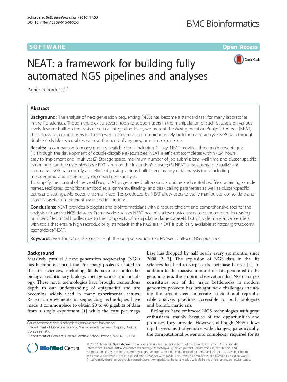 Neat A Framework For Building Fully Automated Ngs Pipelines And Analyses Topic Of Research Paper In Biological Sciences Download Scholarly Article Pdf And Read For Free On Cyberleninka Open Science Hub