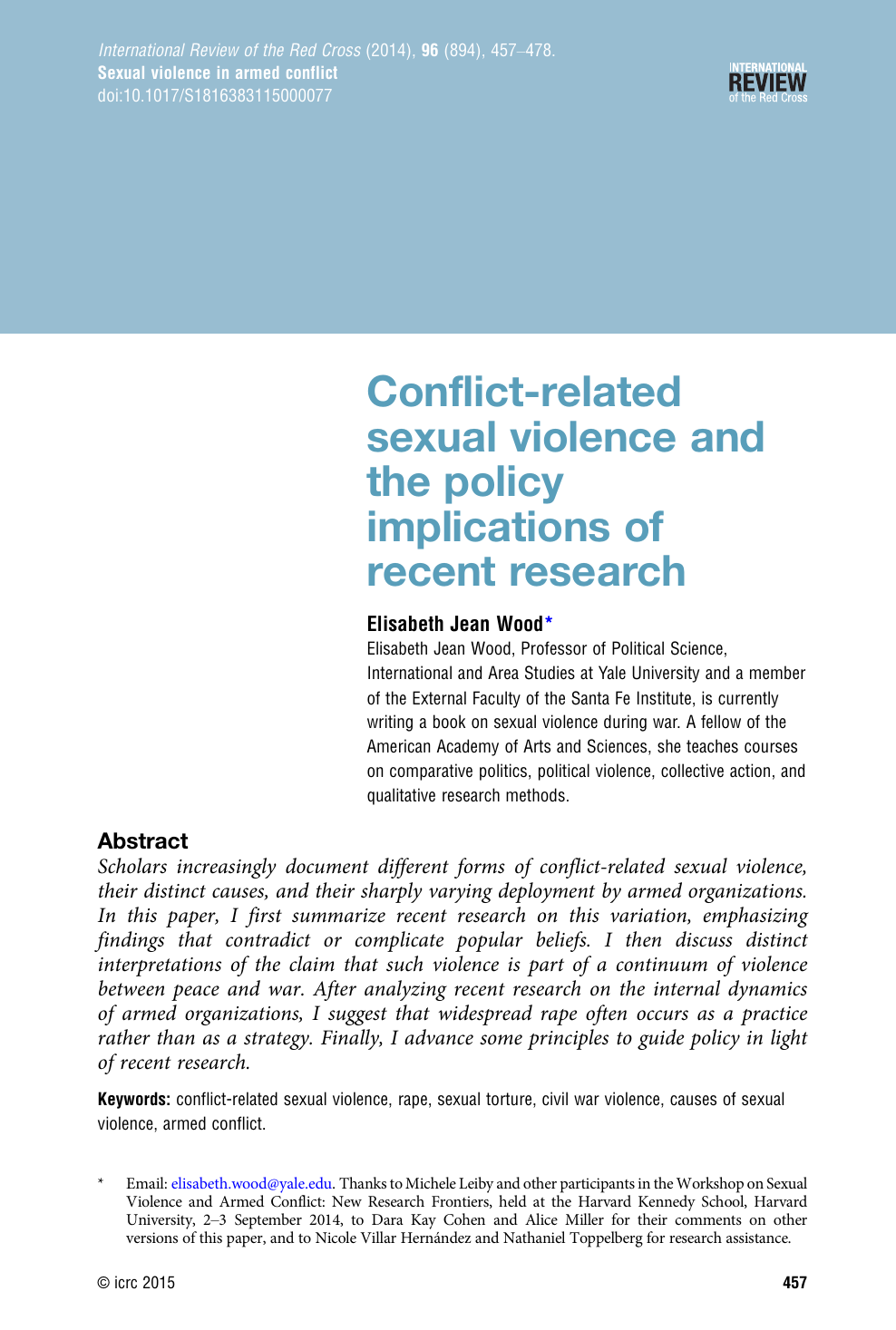Conflict Related Sexual Violence And The Policy Implications Of