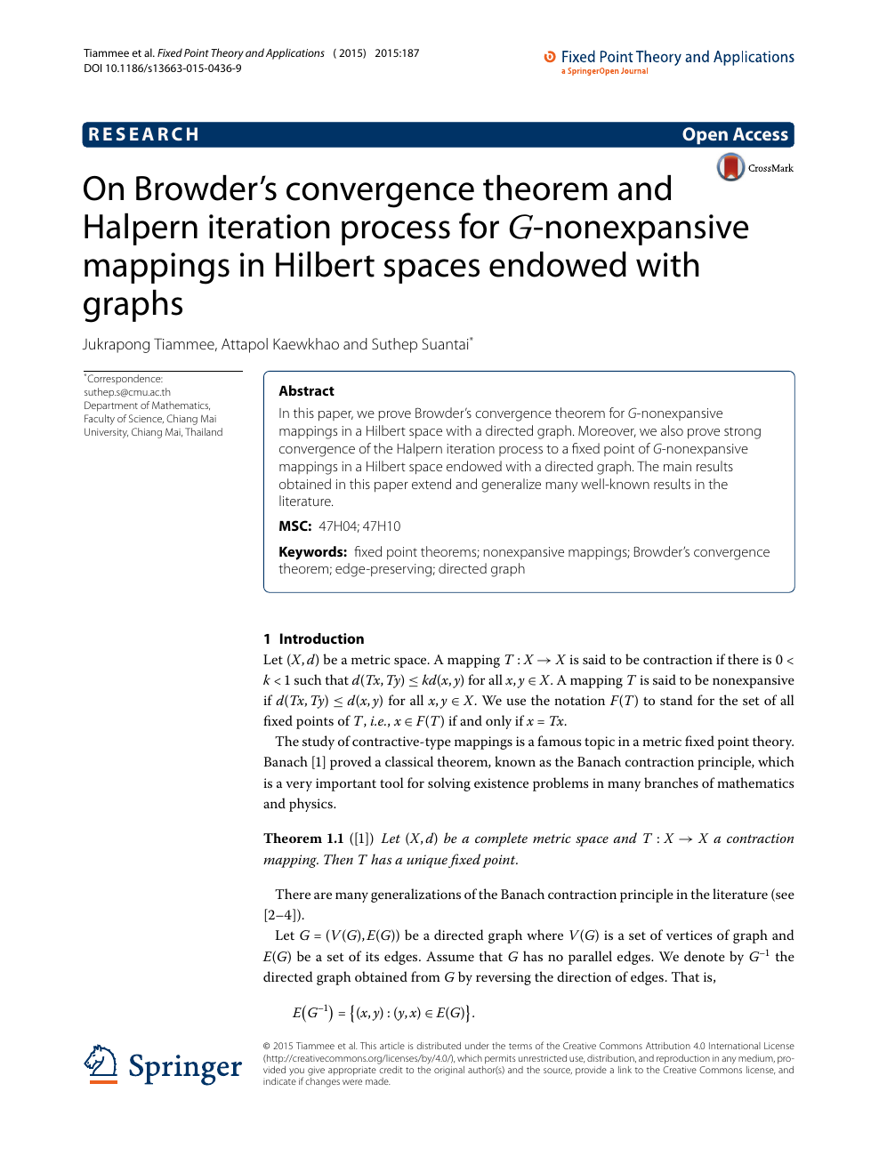 On Browder S Convergence Theorem And Halpern Iteration Process For G Nonexpansive Mappings In Hilbert Spaces Endowed With Graphs Topic Of Research Paper In Mathematics Download Scholarly Article Pdf And Read For Free